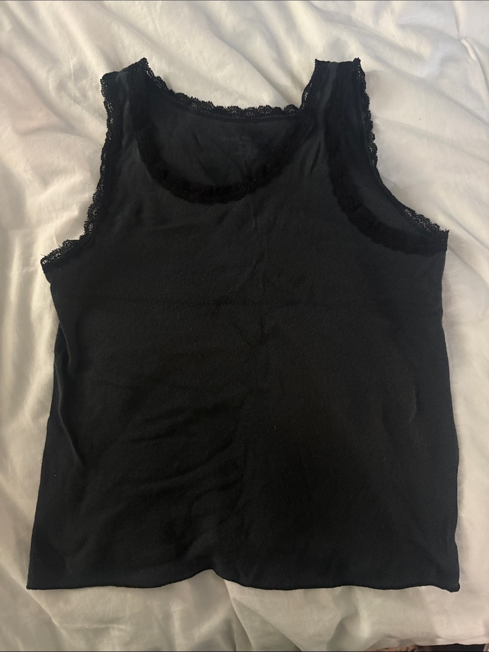 Brandy Melville Black Lace-Trim Ribbed Camisole